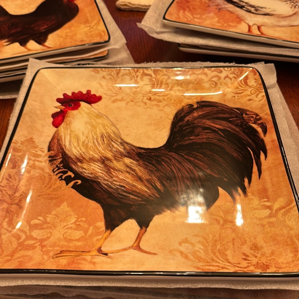 Certified International 10-1/2” Susan Winget Square Rooster Plate